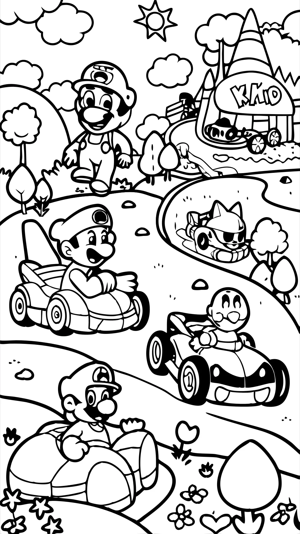 mario kart color page